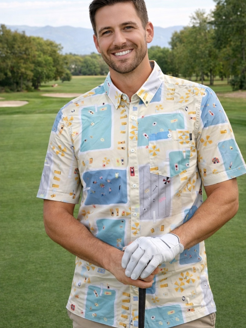 William Murray Fish Outta Water Button Down Golf Resort Summer NWT